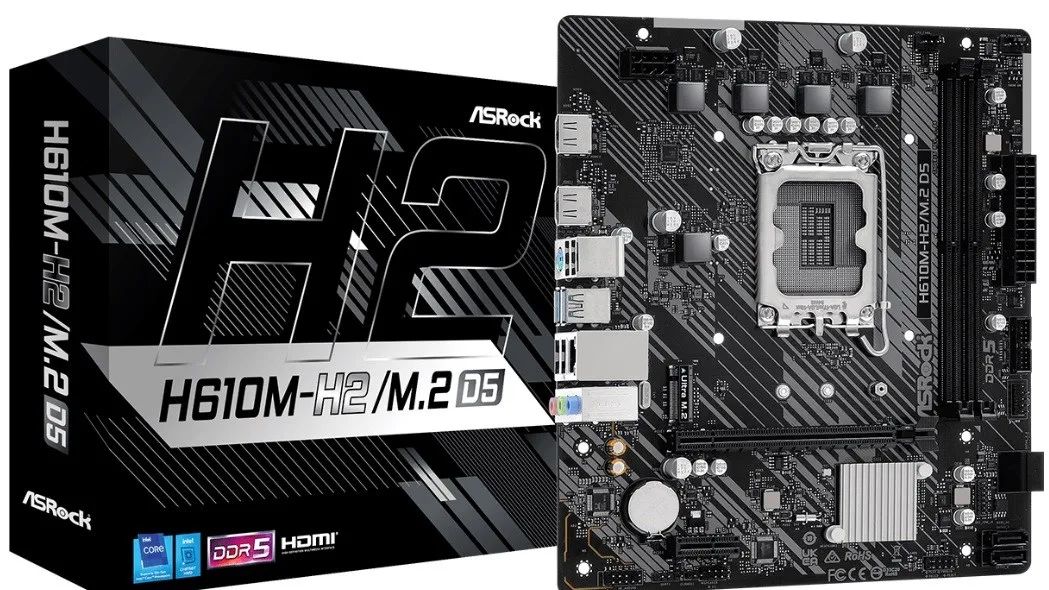 Mainboard|ASROCK|Intel H610|LGA1700|Micro-ATX|Memory DDR5|Memory slots 2|1xPCI-Express 3.0 1x|1xPCI-Express 4.0 16x|1xM.2|2xHDMI|4xUSB 2.0|2xUSB 3.2|1xPS/2|1xRJ45|3xAudio port|H610M-H2/M.2D5