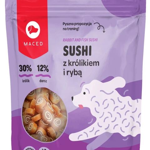 MACED Sushi with rabbit and fish - dog treat - 500g