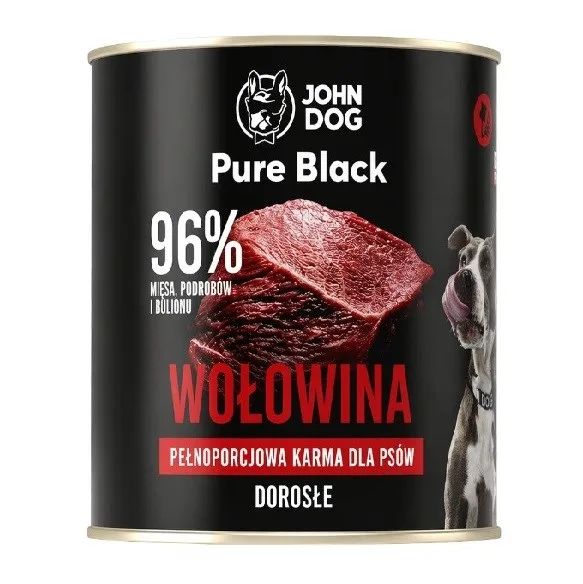 JOHN DOG Pure Black Mono beef - wet dog food - 800g