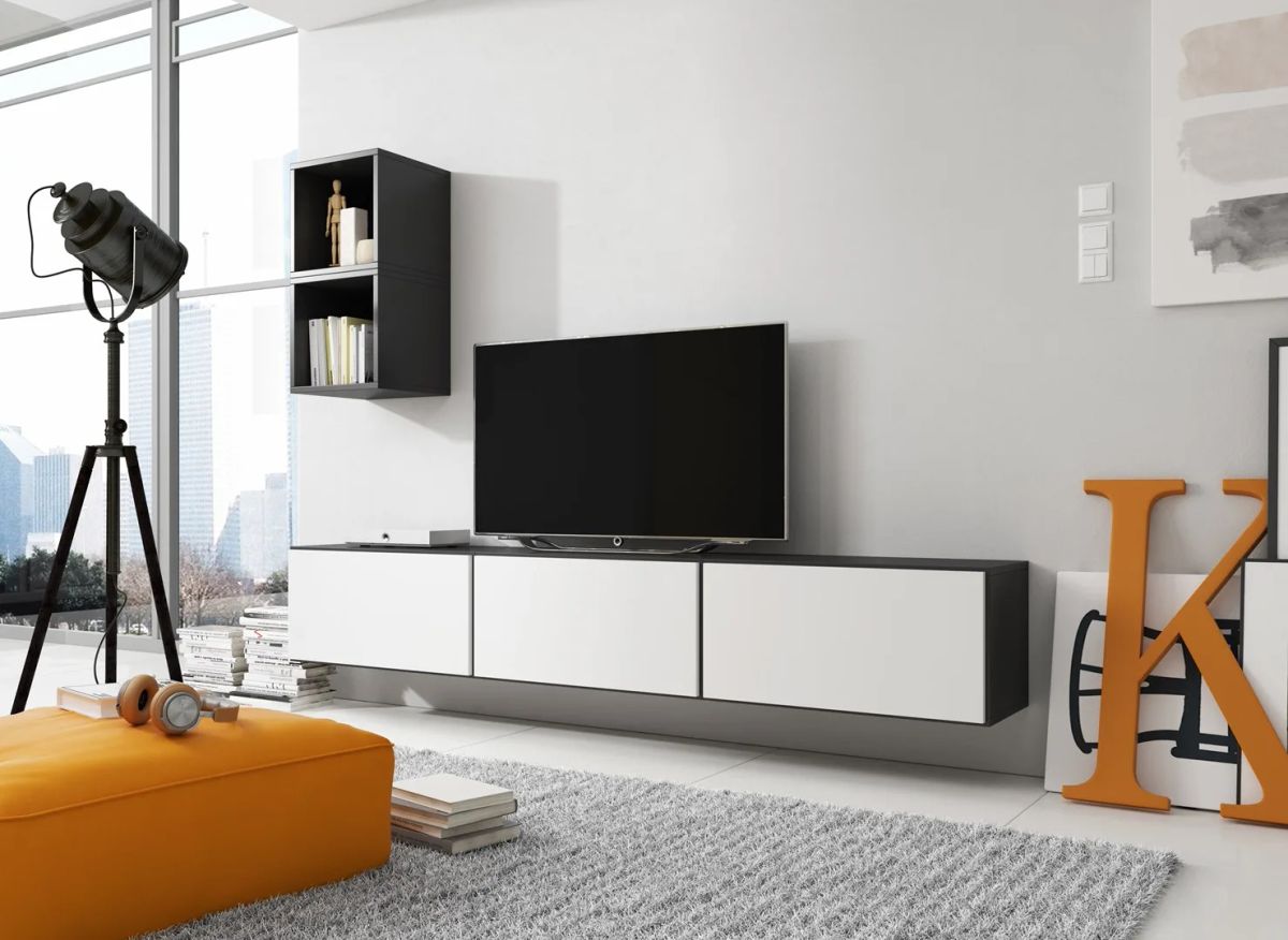 Cama living room furniture set ROCO 7 (3xRO3 + 2xRO6) black/black/white