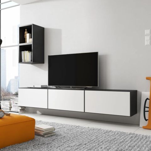 Cama living room furniture set ROCO 7 (3xRO3 + 2xRO6) black/black/white