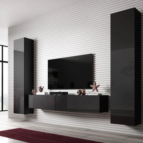 Cama Living room cabinet set VIGO SLANT 2 black/black gloss