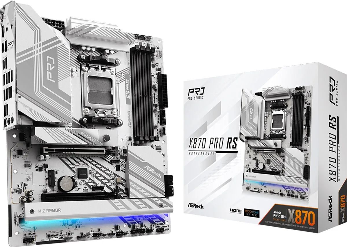 Mainboard|ASROCK|AMD X870|SAM5|ATX|Memory DDR5|Memory slots 4|1xPCI-Express 4.0 16x|1xPCI-Express 5.0 16x|4xM.2|1xHDMI|6xUSB 2.0|4xUSB 3.2|2xUSB-C|1xOptical S/PDIF|1xRJ45|2xAudio port|X870PRORS