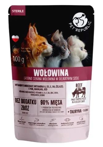 PET REPUBLIC Sterile Beef finely chopped - wet cat food- 100 g