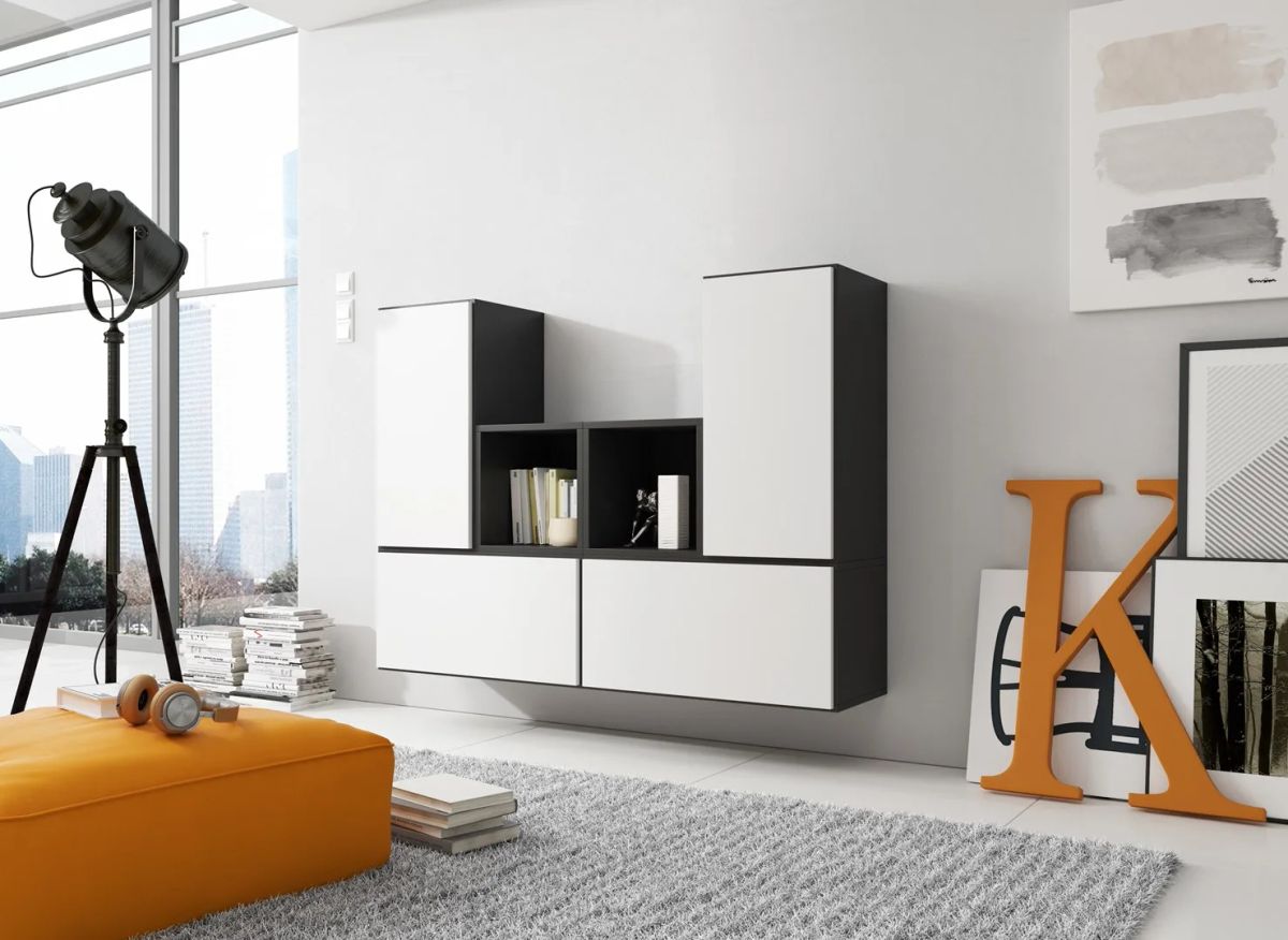 Cama living room furniture set ROCO 18 (4xRO3 + 2xRO6) black/black/white