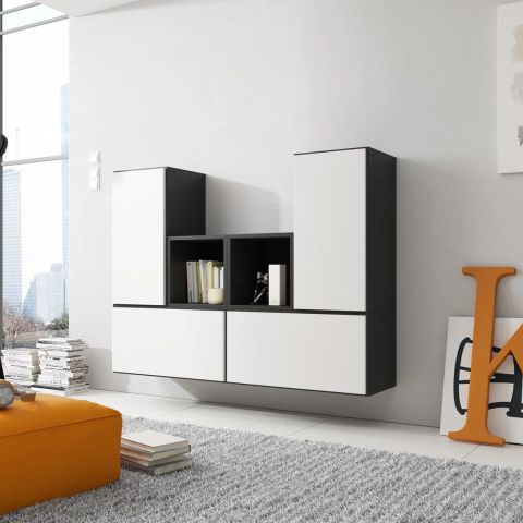 Cama living room furniture set ROCO 18 (4xRO3 + 2xRO6) black/black/white