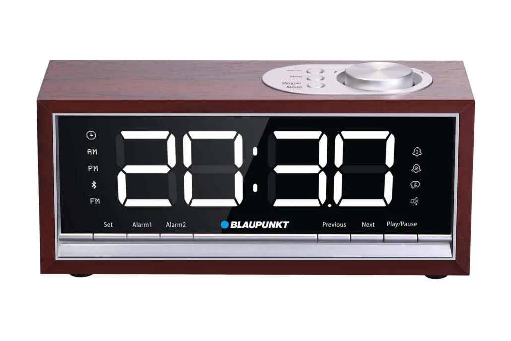 BLAUPUNKT CR60BT Bluetooth Radio Alarm Clock, brown wood