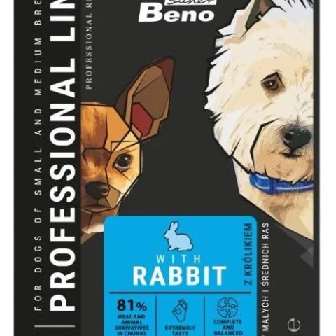SUPER BENO Adult Small and medium Rabbit - Wet dog food - 100 g
