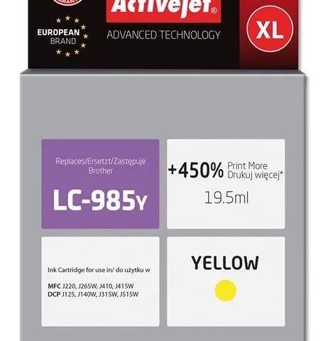 Activejet AB-985YN ink (replacement for Brother LC985Y; Supreme; 19.5 ml; yellow)