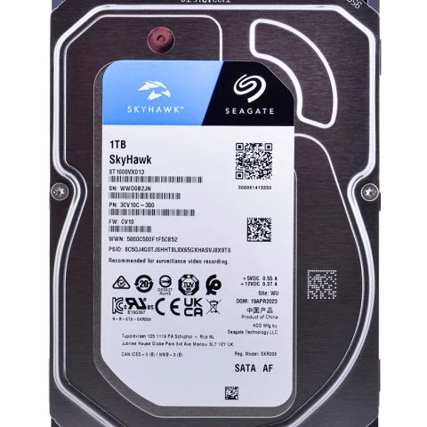 HDD|SEAGATE|SkyHawk|1TB|SATA|256 MB|5400 rpm|Discs/Heads 1/2|3,5"|ST1000VX013