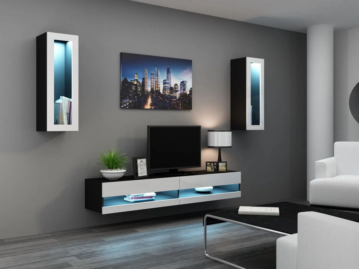 Cama Living room cabinet set VIGO NEW 11 black/white gloss