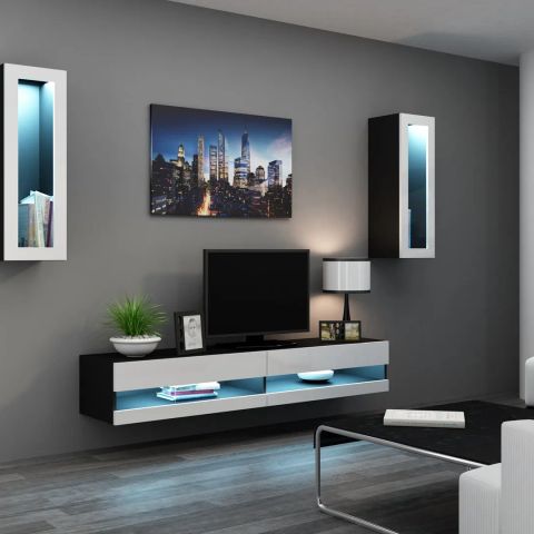Cama Living room cabinet set VIGO NEW 11 black/white gloss