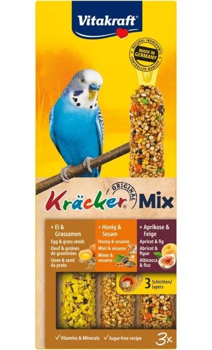 VITAKRAFT Kräcker Mix Egg, apricot, honey - treats for budgerigar - 3 pcs.