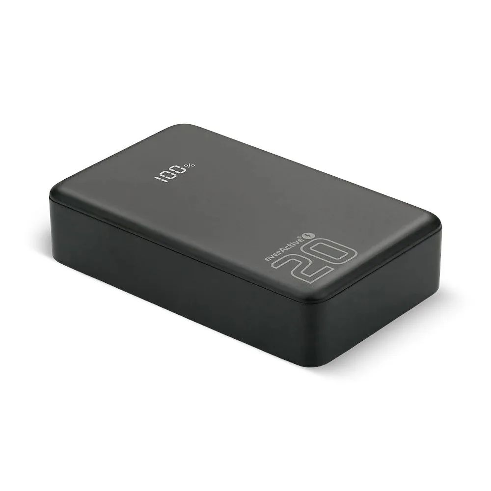 Powerbank 20 000mAh, 1x USB, 2x USB-C, 20W, QC4+, LCD screen, black