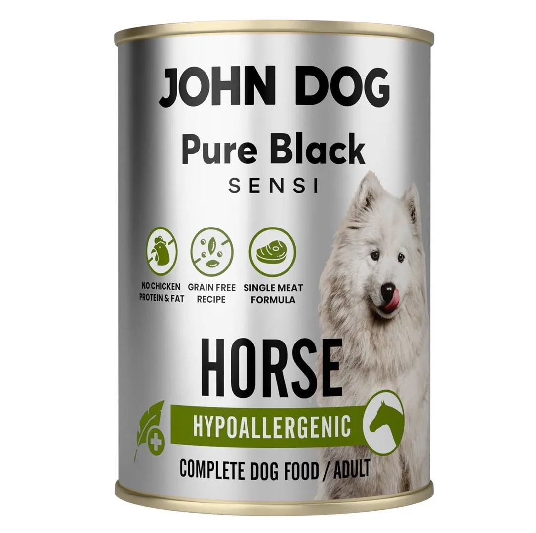 JOHN DOG Pure Black Sensi Hypoallergenic Horse - wet dog food - 400g
