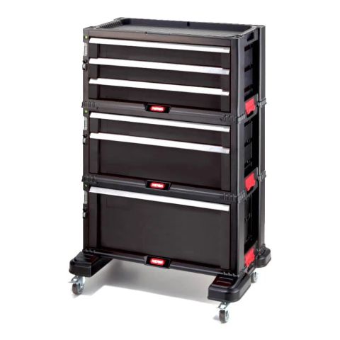 Keter Tool Rack on wheels 6 drawers Black