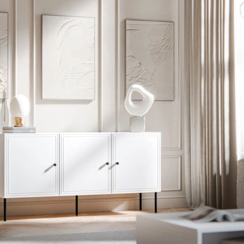 3D chest of drawers PALAZZO BIS 151x40x75 white matt