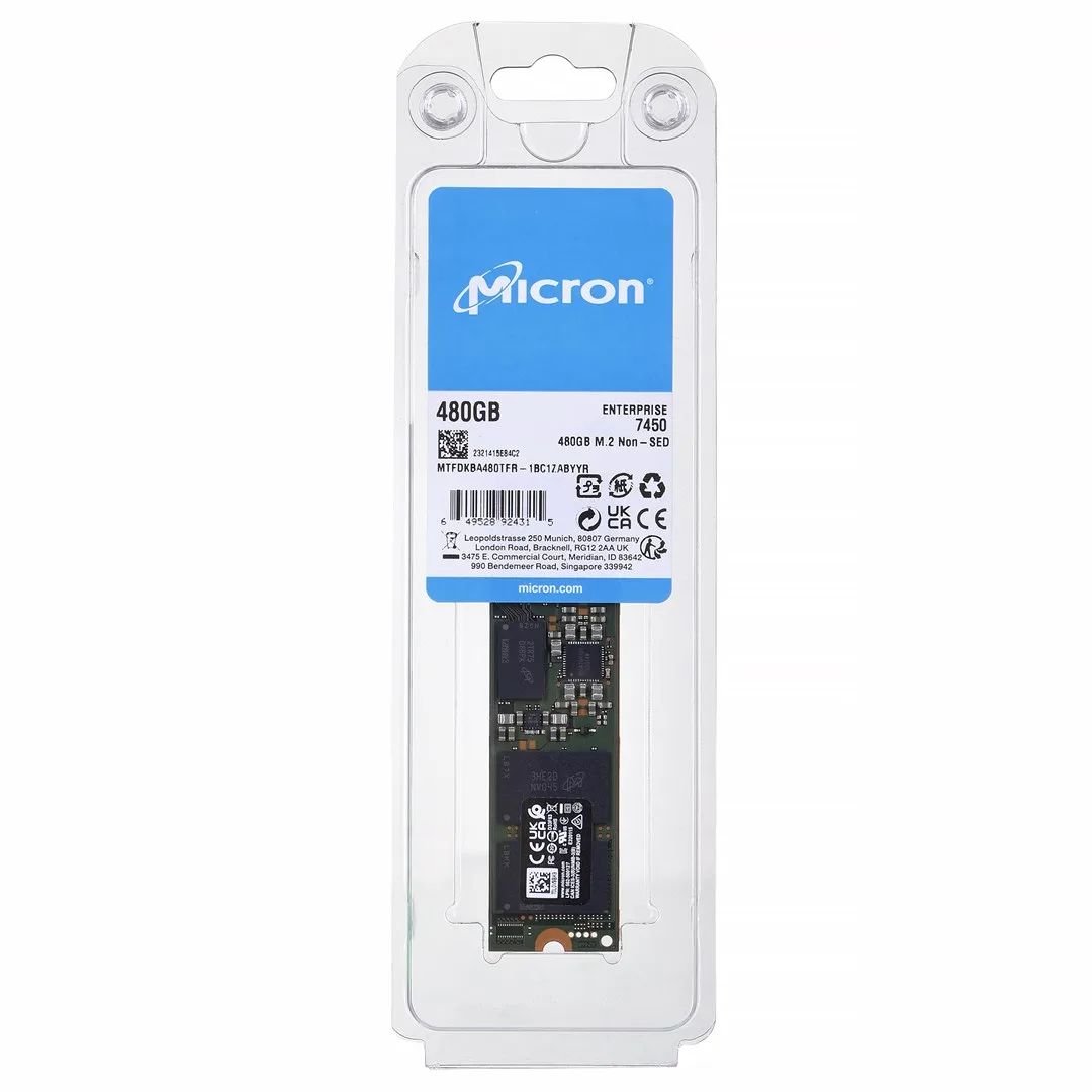 SSD|MICRON|SSD series 7450 PRO|480GB|NVMe|NAND flash technology 3D NAND|Write speed 700 MBytes/sec|Read speed 5000 MBytes/sec|Form Factor M.2|TBW 800 TB|MTBF 2000000 hours|MTFDKBA480TFR-1BC1ZABYYR