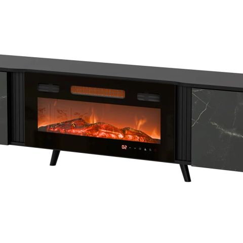 Cama RTV cabinet Volare 200 x 39 x 49 cm black/san sebastian + fireplace