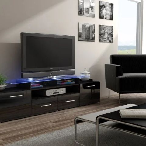 Cama TV stand EVORA 200 wenge/black gloss