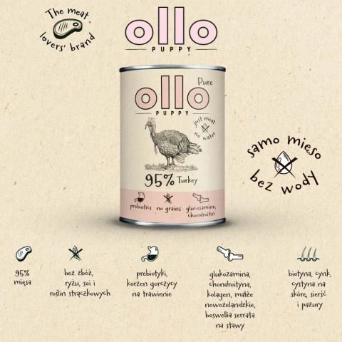 OLLO Puppy Pure Turkey - wet dog food - 400 g