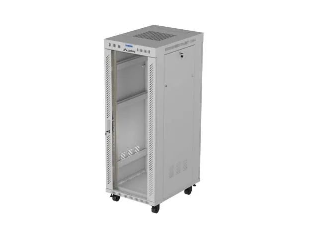 Free-standing rack cabinet 19" 32U 600x800 grey glass door LCD Lanberg (flat pack) V2