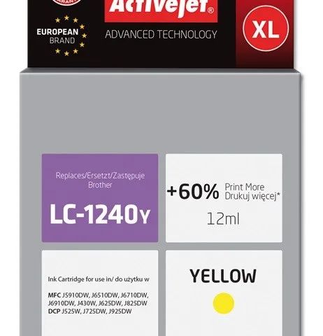 Activejet AB-1240YNX ink (replacement for Brother LC1220Bk/LC1240Bk; Supreme; 12 ml; yellow)