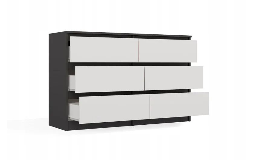 M6 MALWA CHEST OF DRAWERS 120 CM 6 DRAWERS ANTHRACITE/WHITE