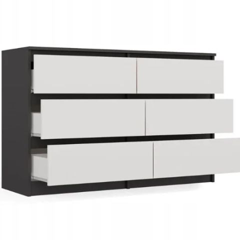 M6 MALWA CHEST OF DRAWERS 120 CM 6 DRAWERS ANTHRACITE/WHITE