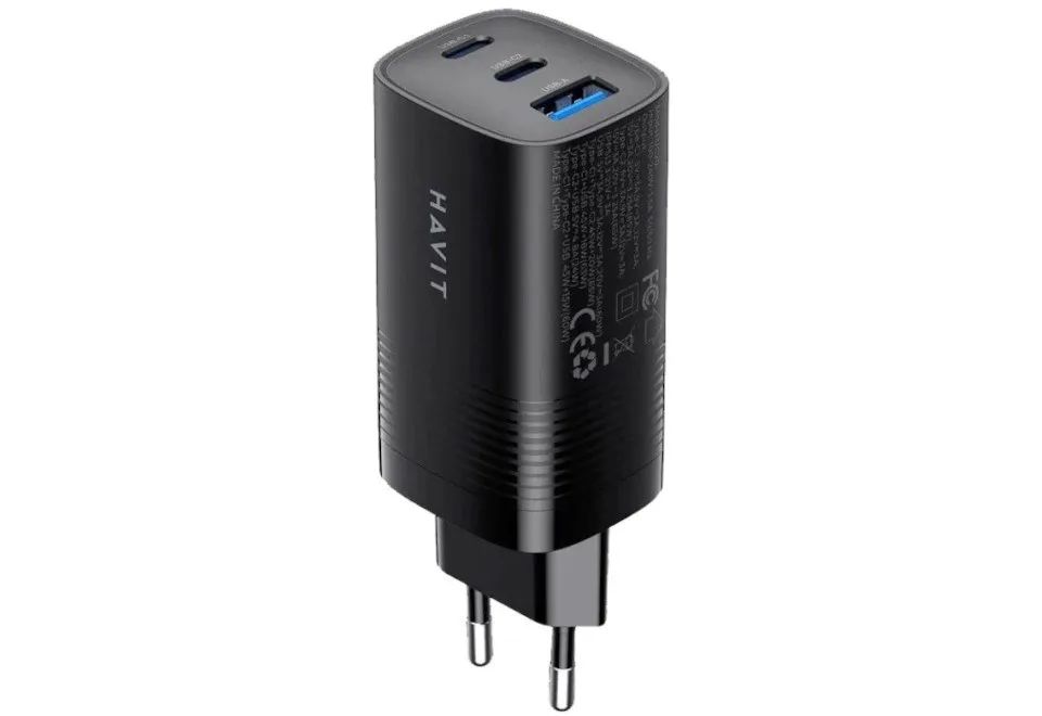 Havit UC20 - GaN 65 W three-port travel charger, black