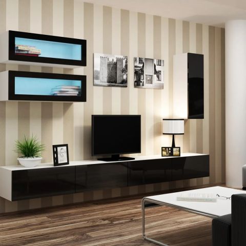 Cama Living room cabinet set VIGO 11 white/black gloss