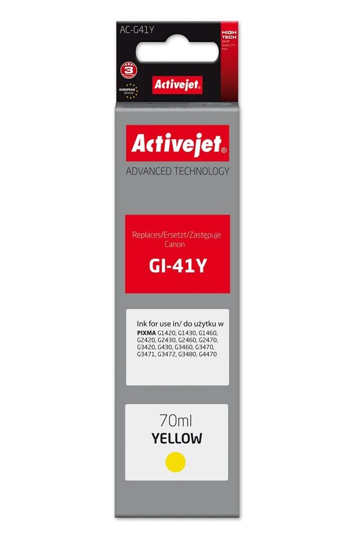 Activejet AC-G41Y Ink Bottle (Replacement for Canon GI-41Y 4545C001; Supreme; 70 ml; yellow)