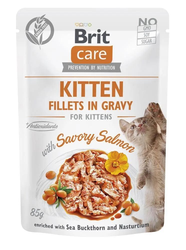 BRIT Care Cat Kitten Savory Salmon Pouch - wet cat food - 85 g