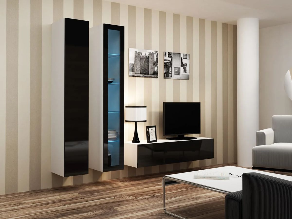 Cama Living room cabinet set VIGO 10 white/black gloss