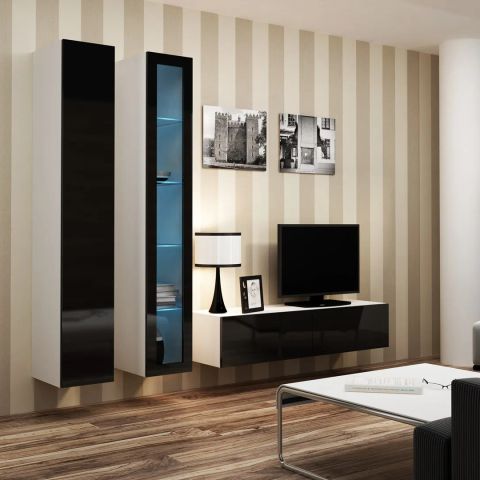 Cama Living room cabinet set VIGO 10 white/black gloss