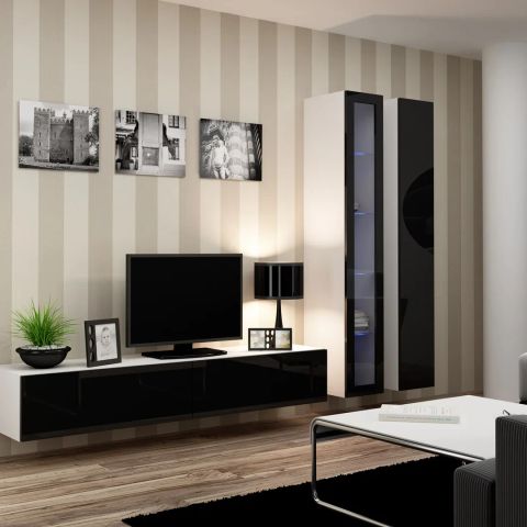 Cama Living room cabinet set VIGO 3 white/black gloss