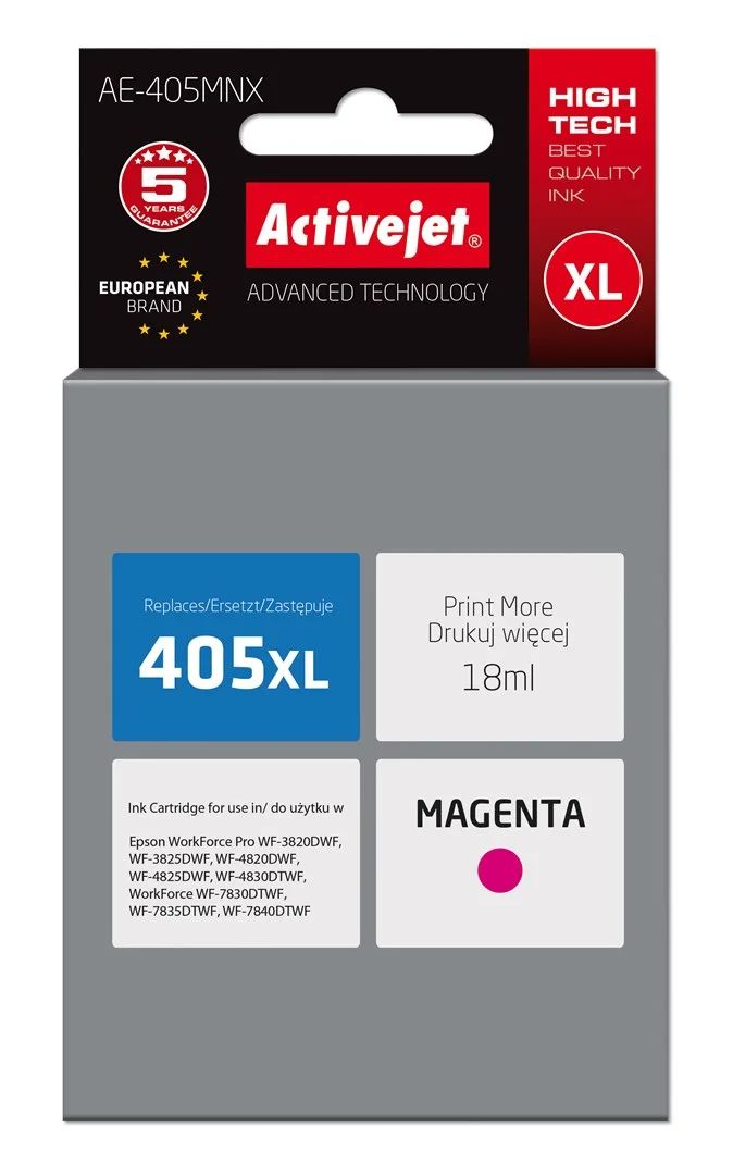 Activejet AE-405MNX Ink cartridge (replacement for Epson 405XL C13T05H34010; Supreme; 18ml; magenta)