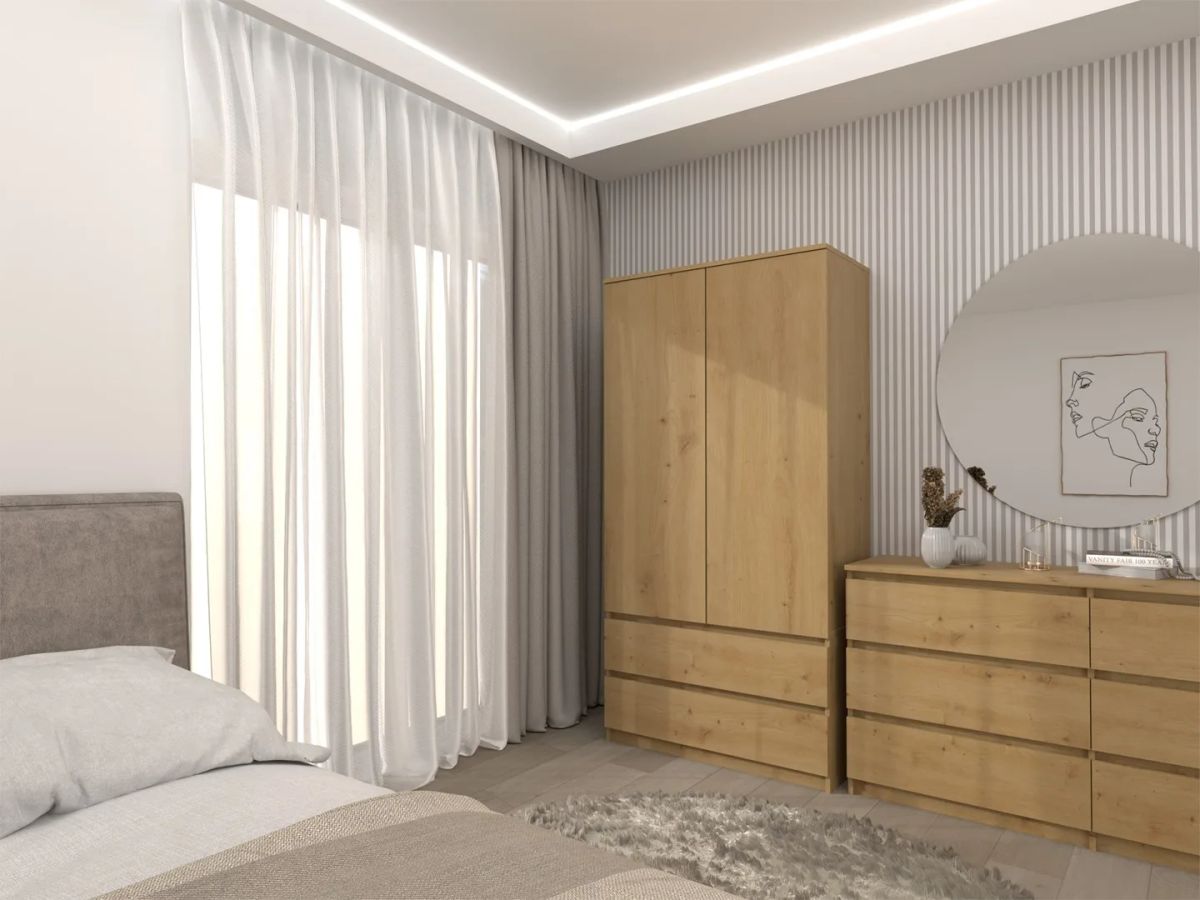 Topeshop SZAFA MALWA ART bedroom wardrobe/closet 5 shelves 2 door(s) Oak