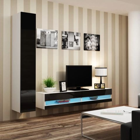 Cama Living room cabinet set VIGO NEW 9 white/black gloss