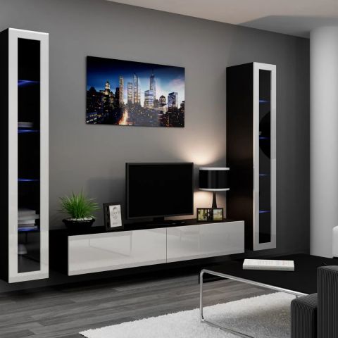 Cama Living room cabinet set VIGO 5 black/white gloss