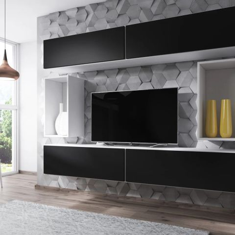 Cama living room furniture set ROCO 1 (4xRO1 + 2xRO4) white/white/black