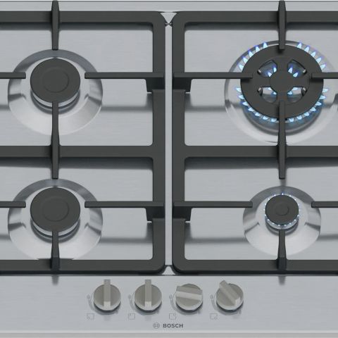 Bosch Serie 4 PGH6B5K90 hob Stainless steel Built-in 60 cm Gas 4 zone(s)