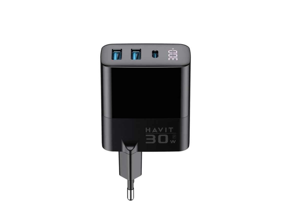 Havit UCLE001 EU - GaN three-port charger 30 W, black