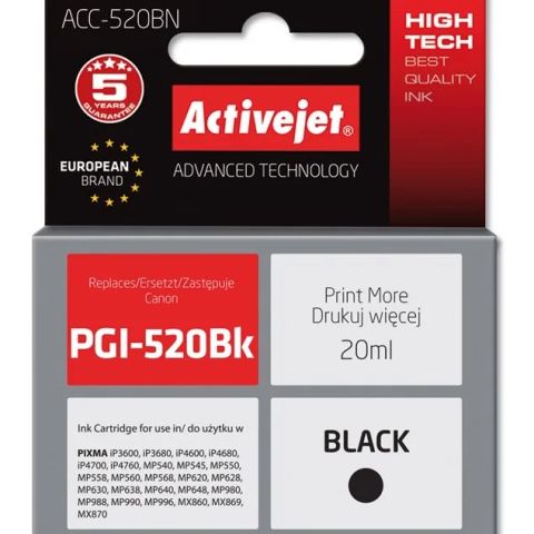 Activejet ACC-520BN Ink (replacement for Canon PGI-520BK; Supreme; 20 ml; black)