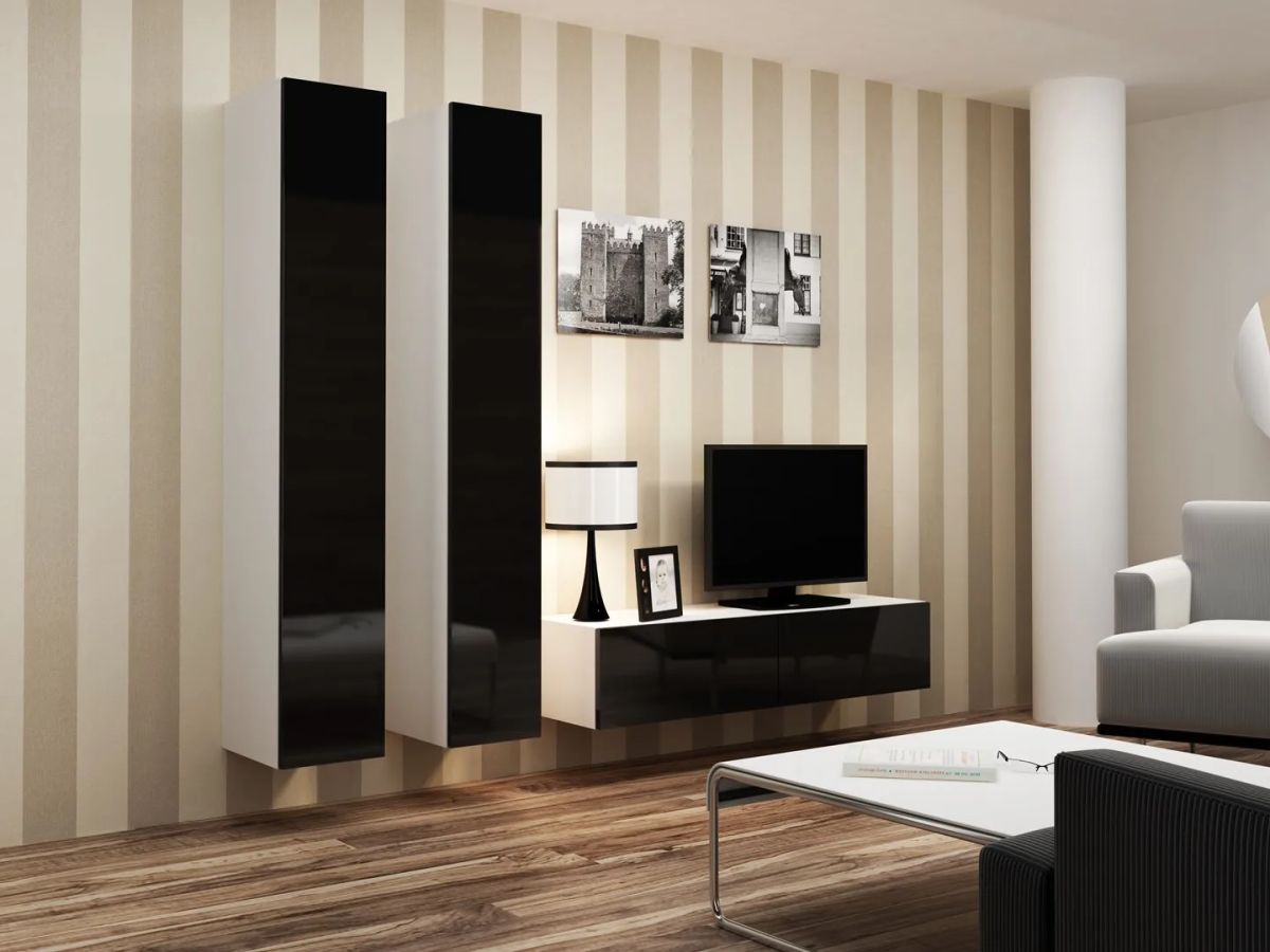 Cama Living room cabinet set VIGO 9 white/black gloss