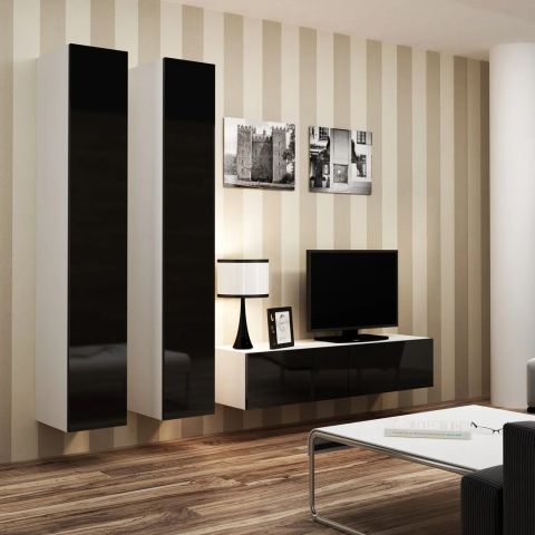 Cama Living room cabinet set VIGO 9 white/black gloss