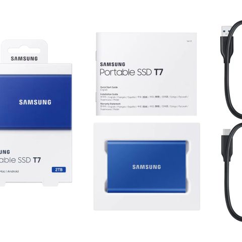 External SSD|SAMSUNG|T7|2TB|USB 3.2|Write speed 1000 MBytes/sec|Read speed 1050 MBytes/sec|MU-PC2T0H/WW
