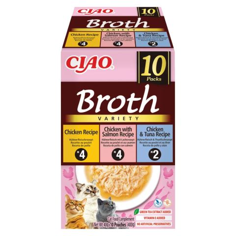 INABA Ciao Broth with chicken, salmon and tuna - cat treats - 10x40g