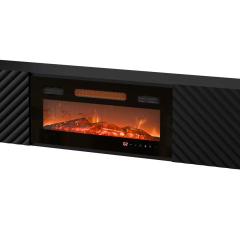 Cama RTV cabinet LARA 183x35x37 black matt + black fireplace