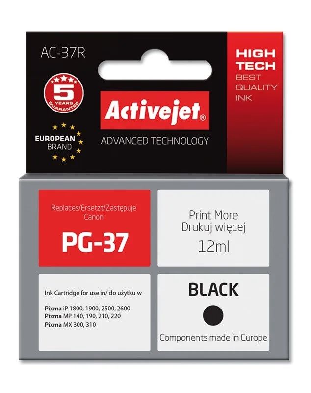 Activejet AC-37R Ink cartridge (replacement for Canon PG-37; Premium; 12 ml; black)
